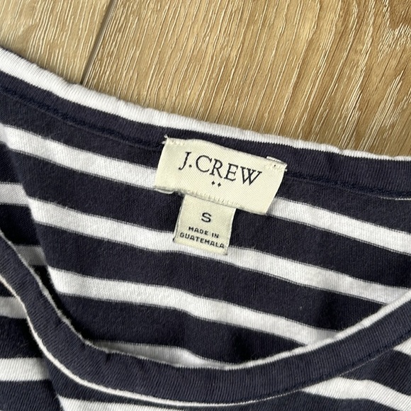 J. Crew Factory Navy White Striped Short Sleeve Tee Shirt Dress - Picture 9 of 11